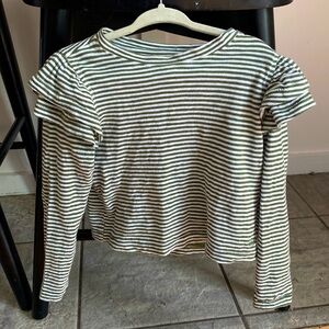 NWOT Vineyard Vines Girls' Flutter Long-Sleeve Tee Green Striped Size 3T